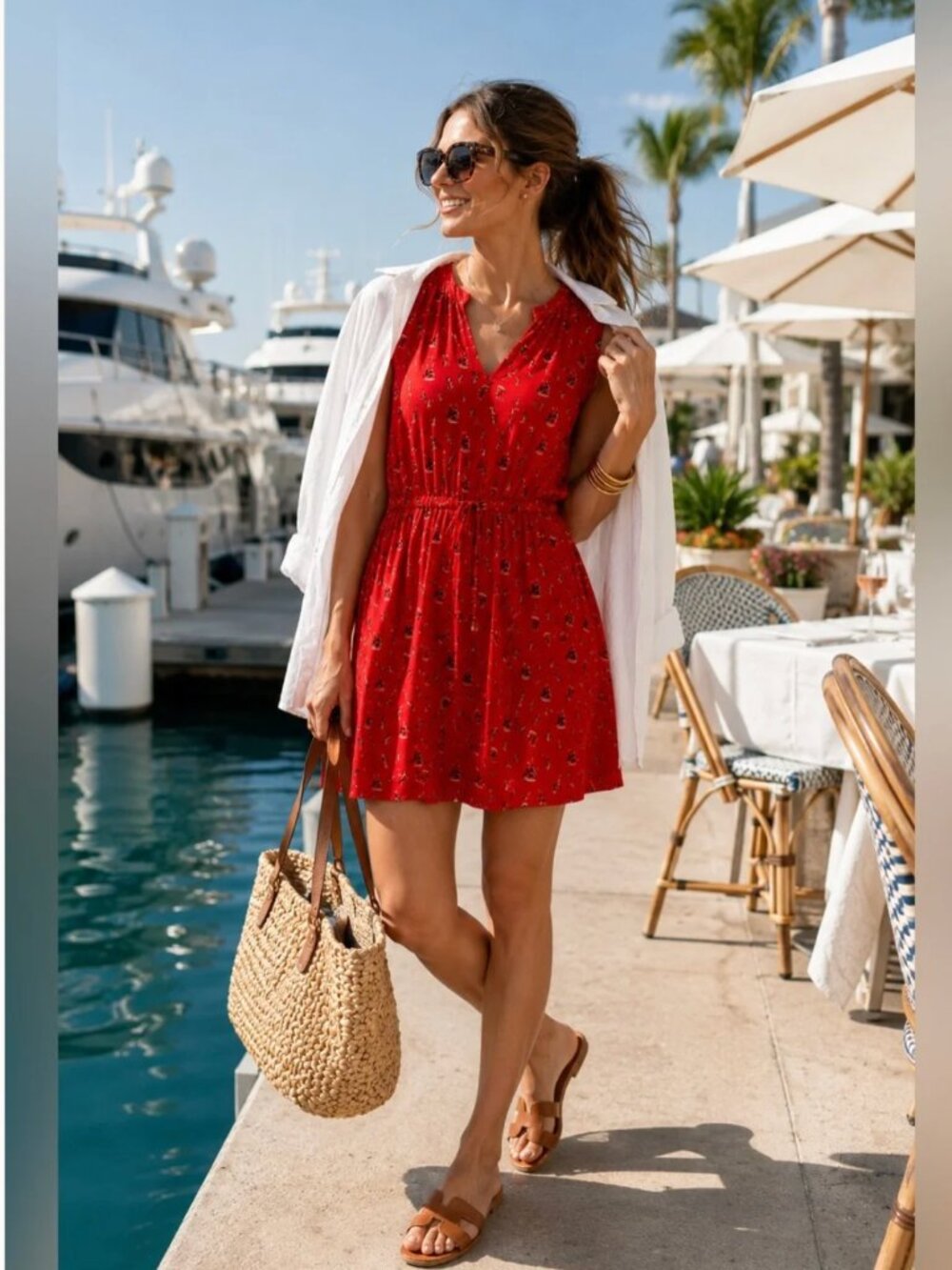 Leifnotes for Anthropologie Skipper Ships Red Nautical Sailboat Dress, size XL